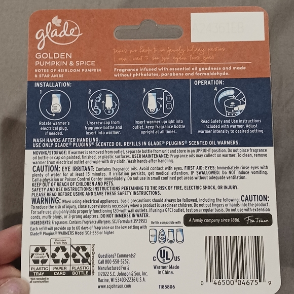 NWT! GLADE GOLDEN PUMPKIN & SPICE PLUG-IN - Picture 6 of 8